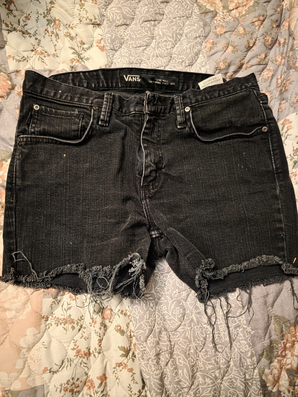 Vans Women's Black Distressed Cutoff Denim Shorts 30 Waist